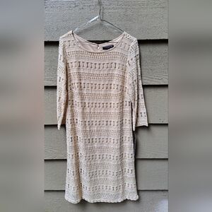 NWT Sharagano Tan Lace Dress - 6